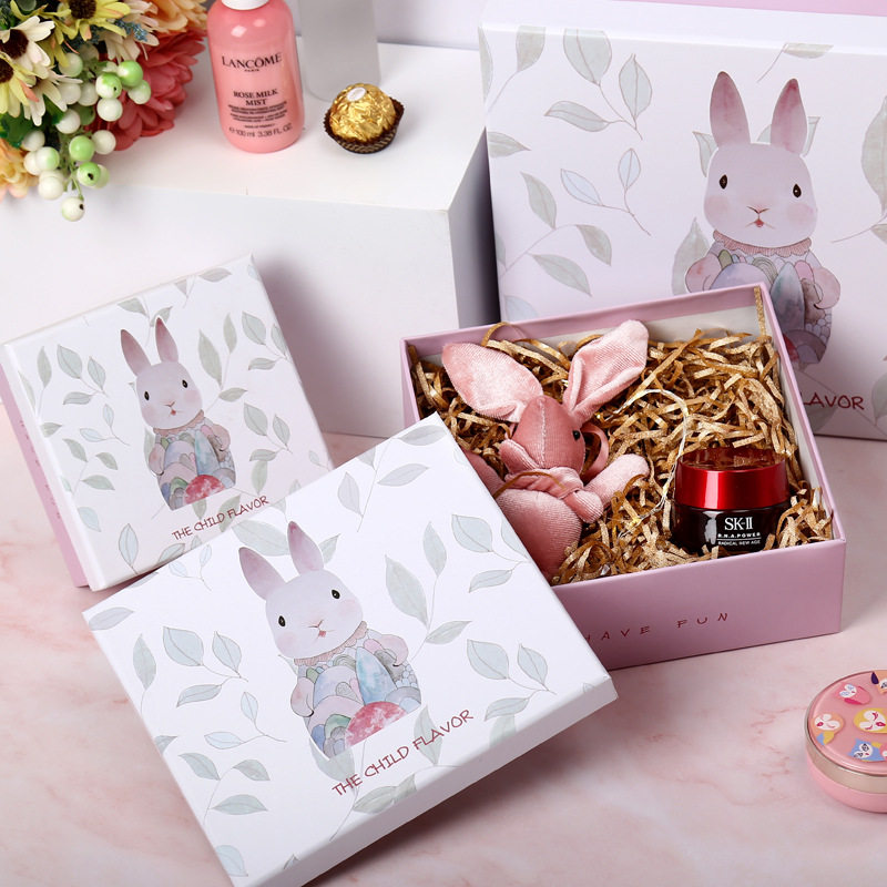Cartoon Gift Box Ins Style Birthday Gift Box Scarf Packaging Box Empty Box Bunny Souvenir Gift Box in Stock