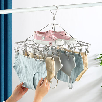 Square socks clip stainless steel hanger clip drying socks hanger household multi-head clothes hanger 30/40/50