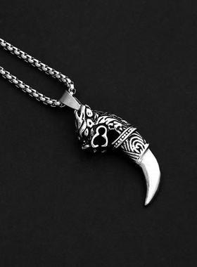 复古狼牙吊坠狼牙毛衣链