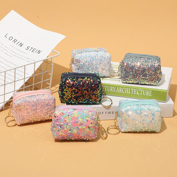 Cross-Border New Mini Sequin Coin Purse, High-Looking and Compact Children's Keychain Bag, Forest Lipstick Storage Bag