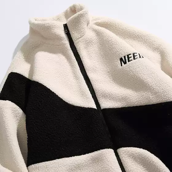 Lamb Velvet Autumn and Winter Thickened Cotton-padded Jacket Teenager Trendy Brand Lamb Wool Trendy Couple Zipper Jacket Warm Jacket