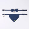 Cross-border new pet collar plaid fabric collar bow saliva towel set factory spot wholesale