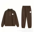 Coffee brown half-zip jogger set