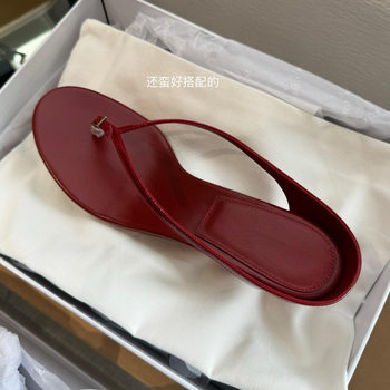 Sheepskin Version ~ Niche Wedge-Heeled Genuine Leather Flip-Flops for Women to Wear Retro Flip-Flops with Thin Straps Wedge-Heeled Sandals and Roman Shoes