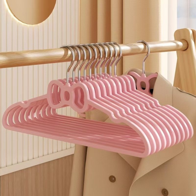 Non-Slip Seamless Clothes Hanger Bow Clothes Hanger Creative Clothes Hanging Dry and Wet Plastic Student Dormitory Home Clothes Hanging