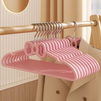 Non-Slip Seamless Clothes Hanger Bow Clothes Hanger Creative Clothes Hanging Dry and Wet Plastic Student Dormitory Home Clothes Hanging