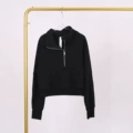 Black stand collar half-zip sweatshirt