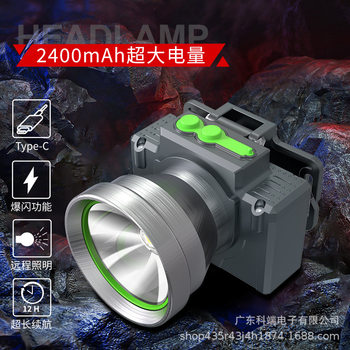 USB Rechargeable Aluminum Alloy Led Headlamp Running Fishing Lamp Miner's Lamp Outdoor Head-Mounted Flashlight Lithium Battery Night Fishing Lamp