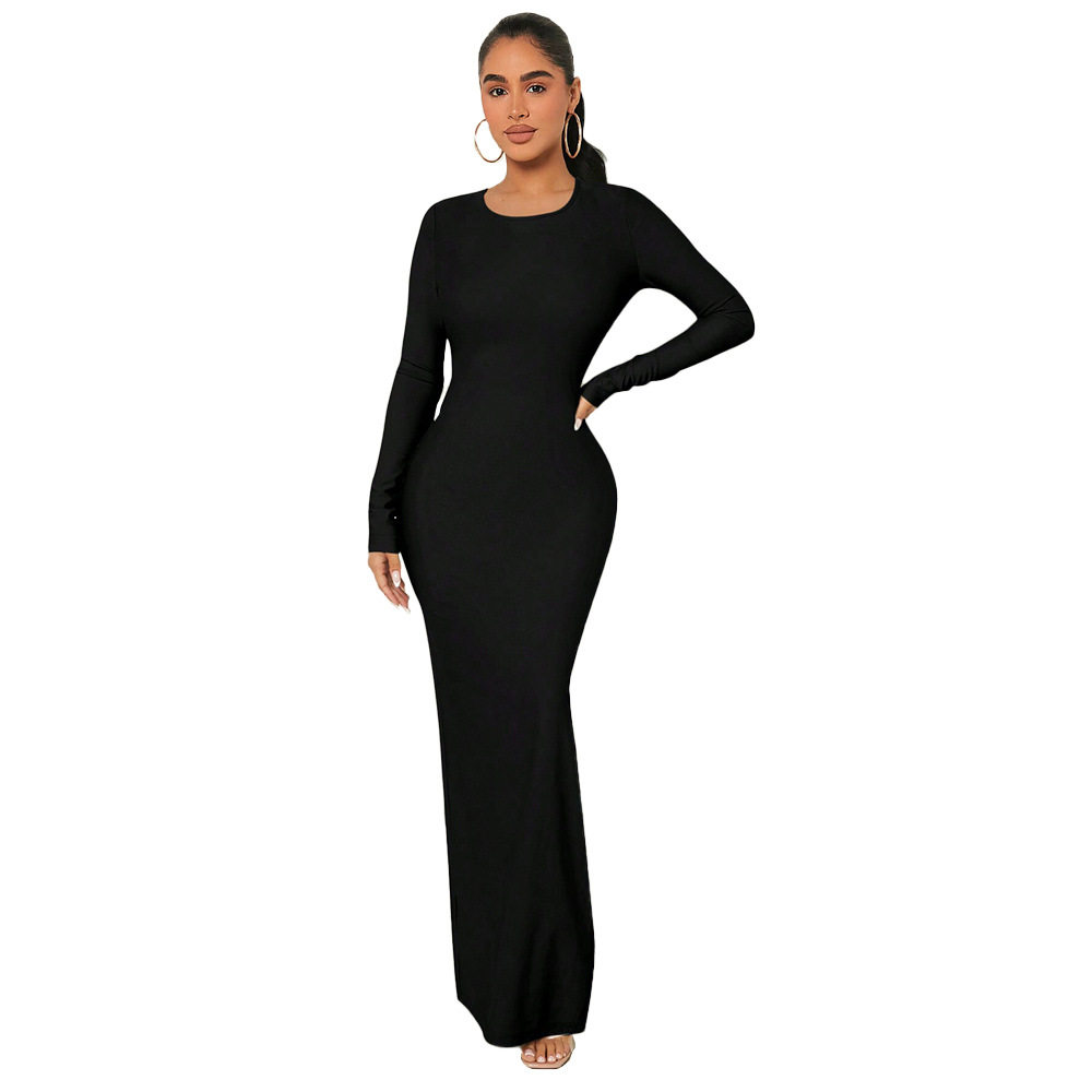 Elegant Backless Maxi Dress Simple Sexy Bodycon Fit Spring Summer Collection Wholesale Available
