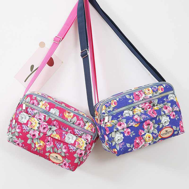 新款妈妈包牛津布女士花布单肩包大容量帆布中老年斜挎包地摊包包