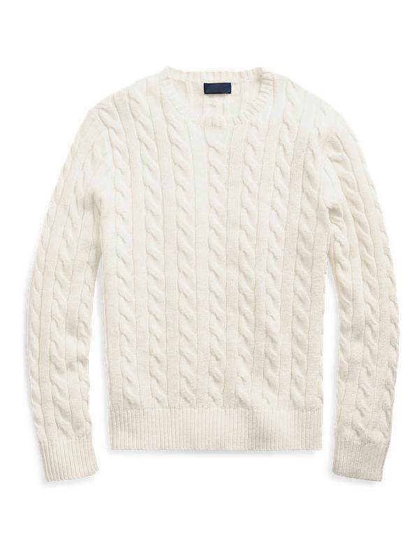 可扫码RL拉夫小马标刺绣圆领针织衫男秋冬保暖麻花情侣套头毛衣女