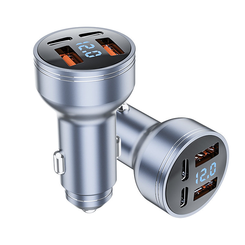 Cross-Border Multi-Port High-Power Car Charger Dual USB Dual Tpye-C Super Fast Charging 126W Car Charger One to Four