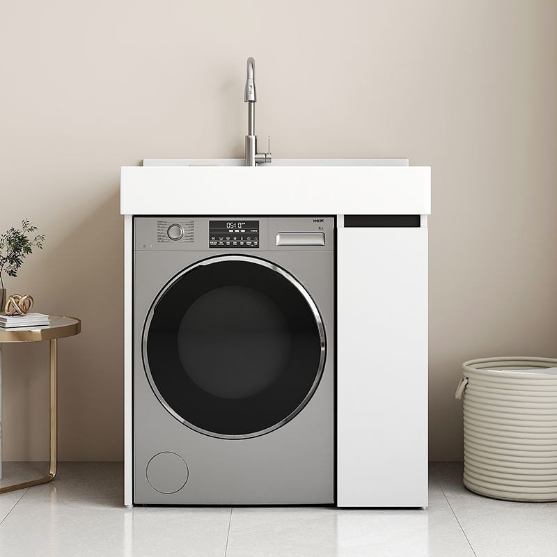 Small Apartment Balcony Laundry Cabinet All-In-One Bathroom Drum Washing Machine Cabinet with Washboard Bathroom Balcony Bathroom Cabinet