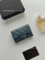 Caviar leather dark blue gold buckle