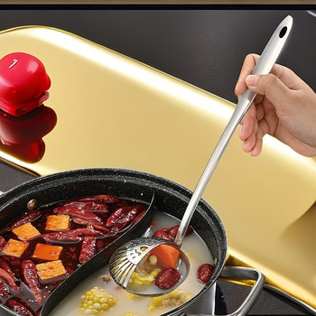 Stainless Steel Soup Spoon Household Colander Long Handle Hot Pot Spoon Long Handle Filter Colander Kitchen Cooking Tools Spoon