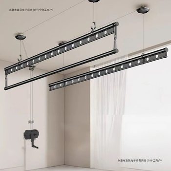 Balcony Hand-Cranked Adjustable Clothes Drying Rack with Three Rods, Single and Double Rod Type, Thickened Automatic Indoor Quilt Drying Rack