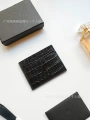 Black crocodile pattern leather gold buckle