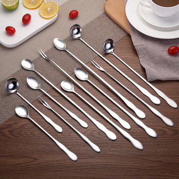 Manufacturer Wholesale Stainless Steel Spoon Long Handle Stirring Bar Spoon Coffee Spoon Honey 304 Gourd Spoon Ice Cream Spoon