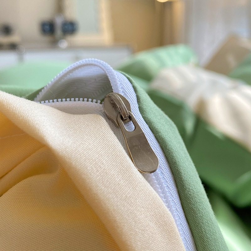 High-looking isn simple solid color washed cotton double-piece bed sheet student three or four-piece set naked sleeping double quilt cover wholesale