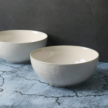 [A brand of isolated products] linen pattern prsi series soup plate [high-end new bone china] texture salad bowl noodle bowl