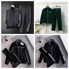 Correct Version of the New Cross-Border Casual Fashion Men's and Women's Long-Sleeve Lapel Zipper Jacket and Pants Set Sports Suit