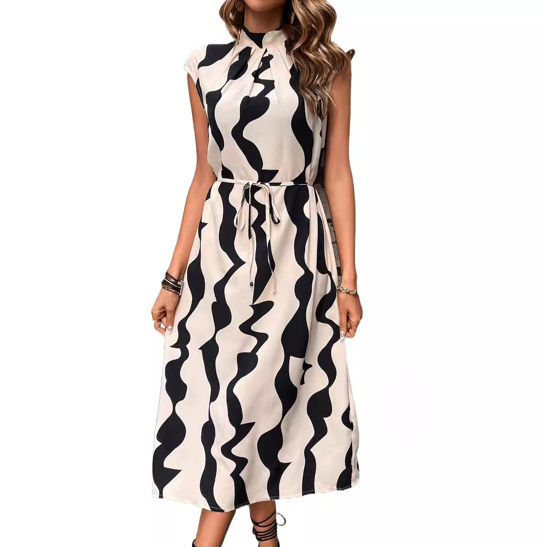 Irregular Floral Print Vest Dress for Women Summer Style Mid Length Comfortable Fit Wholesale Availability
