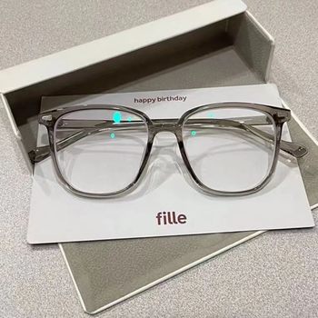 New fashion Anti-blue light glasses big face plain slimming student plain glasses square myopia finished glasses frame