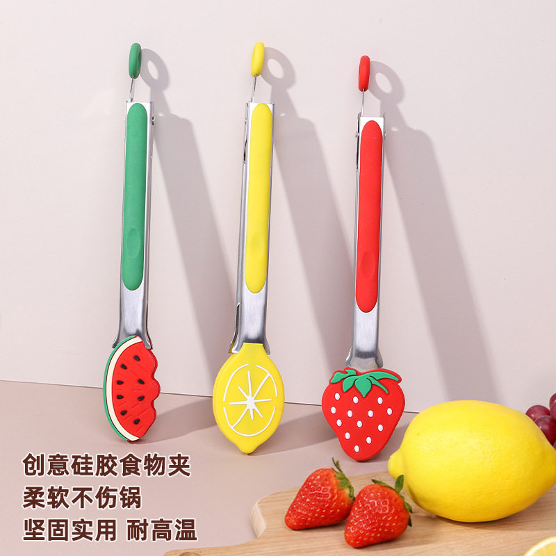 Cross-Border Stainless Steel Fruit Food Clips Silicone Food Clips Barbecue Clips Household Kitchen Utensils Cooking Clips Multi-Functional Clips