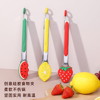 Cross-Border Stainless Steel Fruit Food Clips Silicone Food Clips Barbecue Clips Household Kitchen Utensils Cooking Clips Multi-Functional Clips