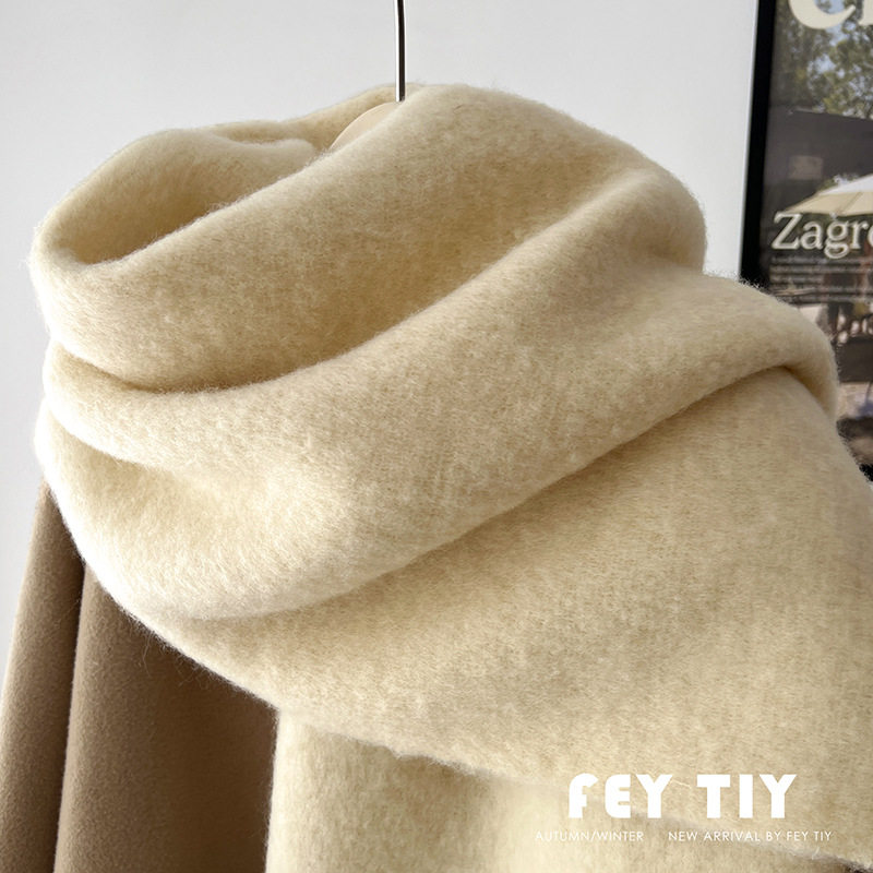 Big scarf that can sink your face in retro solid color mohair scarf shawl lovers all-match winter warmth