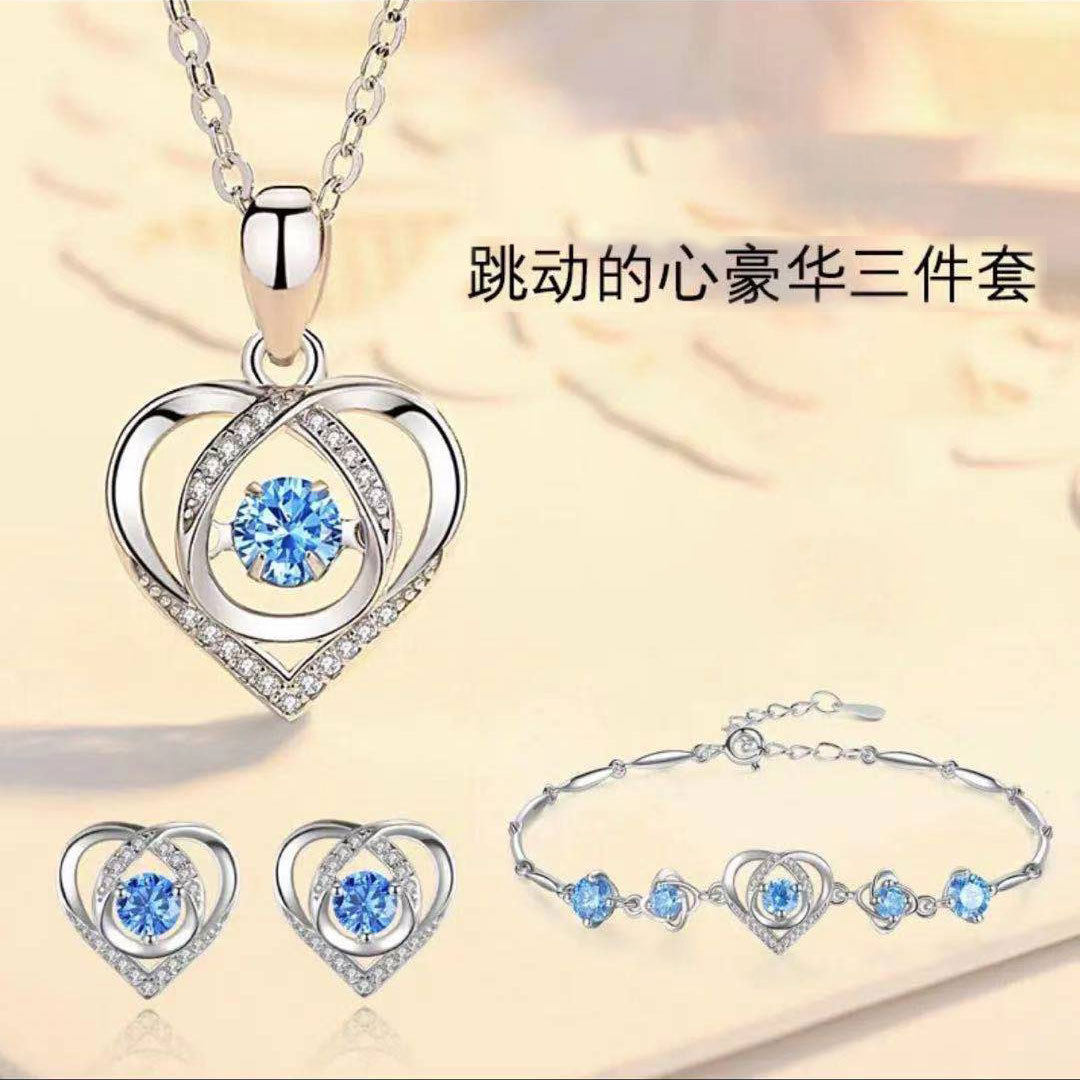 Smart Heart-Shaped Necklace Water Drop Pendant S925 Silver-Plated Beating Heart Accessories Valentine's Day Necklace Jewelry Wholesale