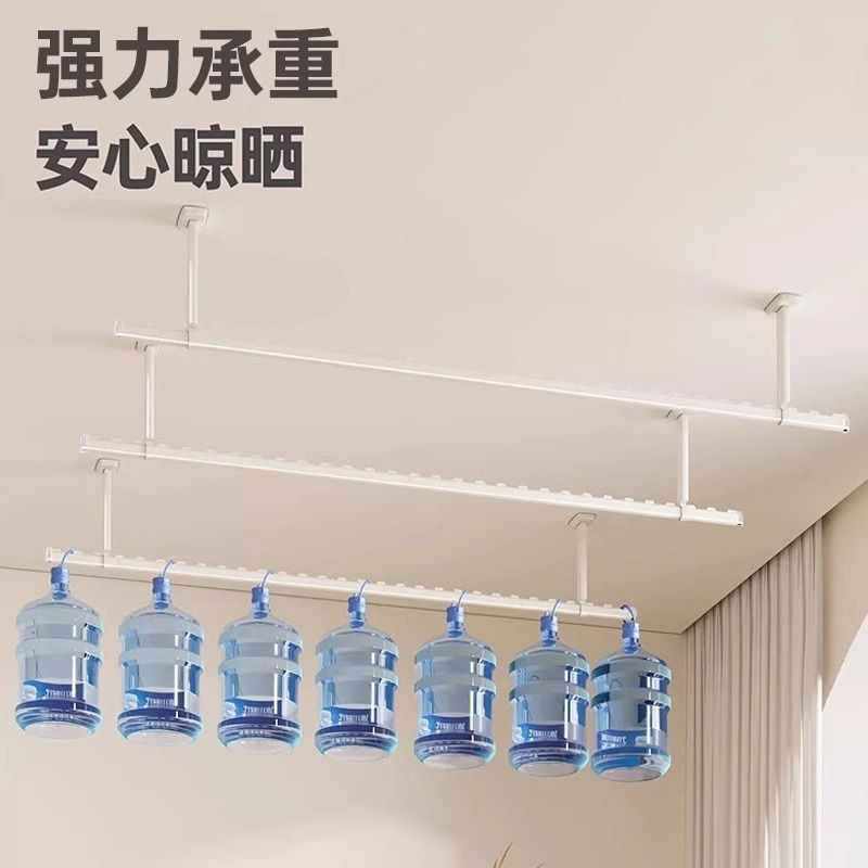 Fixed-Type Clothes Drying Rack for Home Balcony Ceiling-Mounted Clothes Rod, Indoor and Outdoor Wall-Mounted Windproof Clothes Hanging Rod