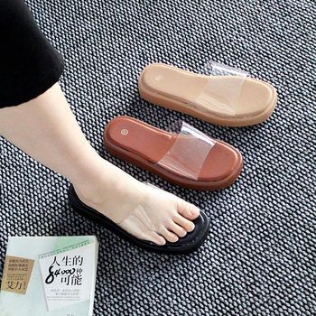 Thick-Soled Slippers for Women's Summer Outerwear, Fashionable Square-Toe Slippers, Export Spot Wholesale Wholesale Slippers