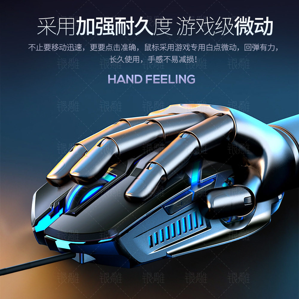 Серебряная резьба G5 проводная мышь светящаяся игра электронное соревнование механические бесшумный Компьютерные аксессуары трансграничное распространение оптом Amazon