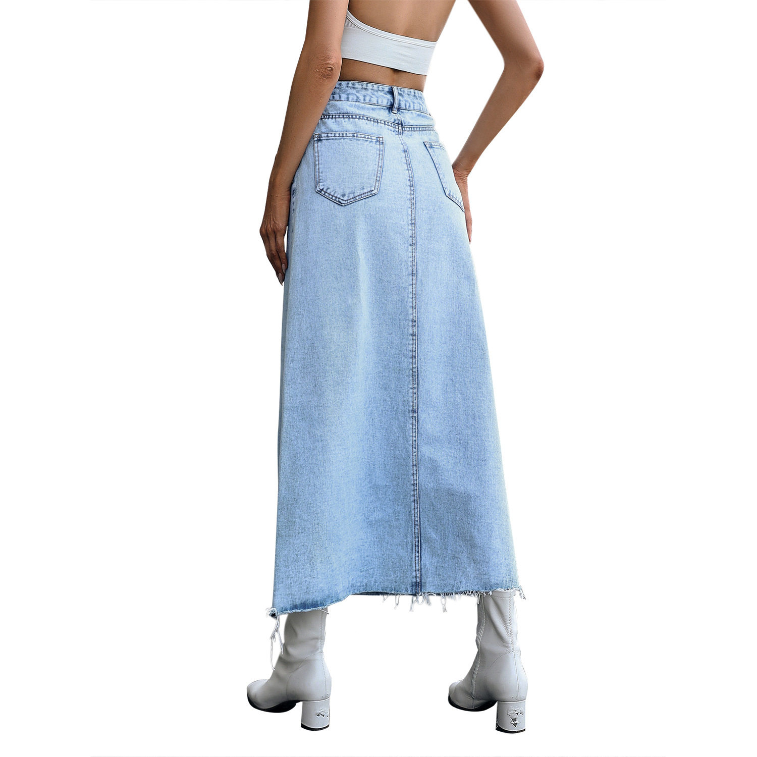High Waisted A Line Denim Skirt Slim Fit Casual Style Versatile for Everyday Wear Wholesale Available