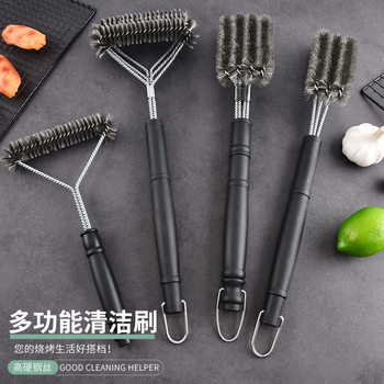 Wholesale Bbq Wire Brush Grill Cleaning Brush Steel Brush Four-Head Multifunctional Barbecue Brush Tool