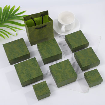 Military Green Jewelry Box Packaging Box Simple Fresh Earrings Bracelet Necklace Ring Earrings Paper Jewelry Packaging Box