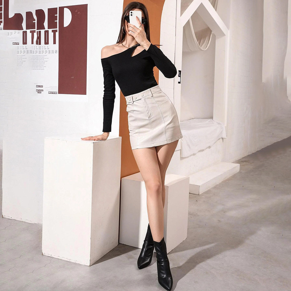 Womens Long Sleeve T Shirt Sexy Hollow Out Waist Defining Casual Style Autumn Winter Collection Ready to Ship