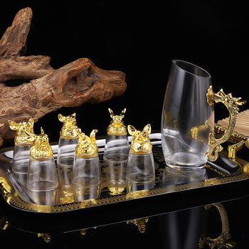 Zodiac-Themed Liquor Glasses and Wine Dispenser Glassware Set, 12 Small Animal Head Shot Glasses, Single-Shot Cups, Zodiac Gifts