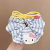 Korean Kt Cat Bow Scrunchie Hair Tie Refreshing Blue Striped Large Hair Ring Bun Hair Band