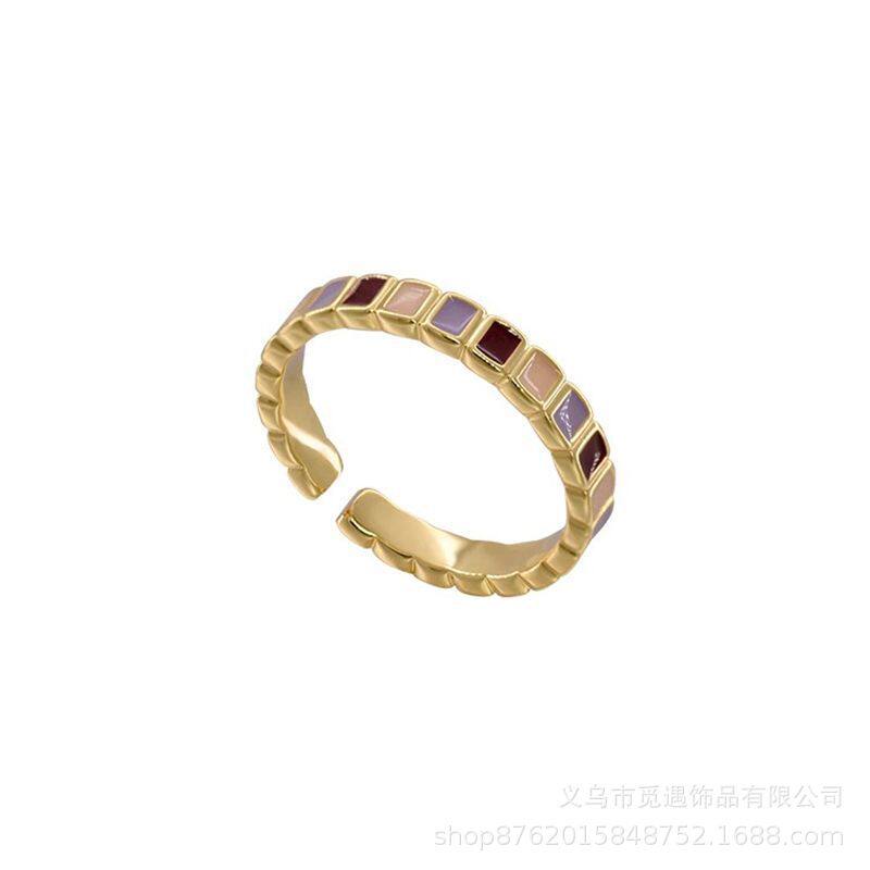 新款焦糖香芋彩色电镀戒指女 轻奢高级感食指戒小众时尚设计指环