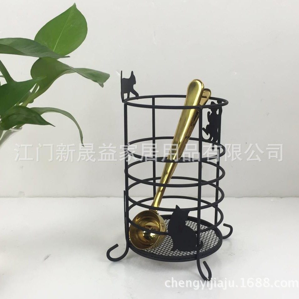 Vintage Cat Chopsticks Barrel Pen Barrel Desktop Multi-function Storage Basket Household Items