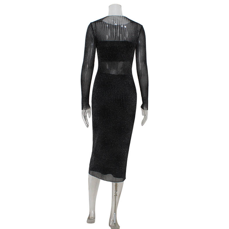 Womens Sexy Strapless Crop Top with High Waisted Bodycon Skirt and Fashionable Mesh Cover Up Trendy 3 Piece Set for