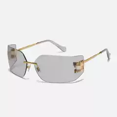Zhang Yuanying's Same Style Millennium Style Miaojia Sunglasses Women's Frameless One-Piece Curved Large Frame Sunglasses Trendy Smu54Ys