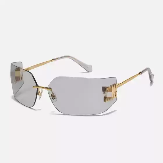 Zhang Yuanying's Same Style Millennium Style Miaojia Sunglasses Women's Frameless One-Piece Curved Large Frame Sunglasses Trendy Smu54Ys