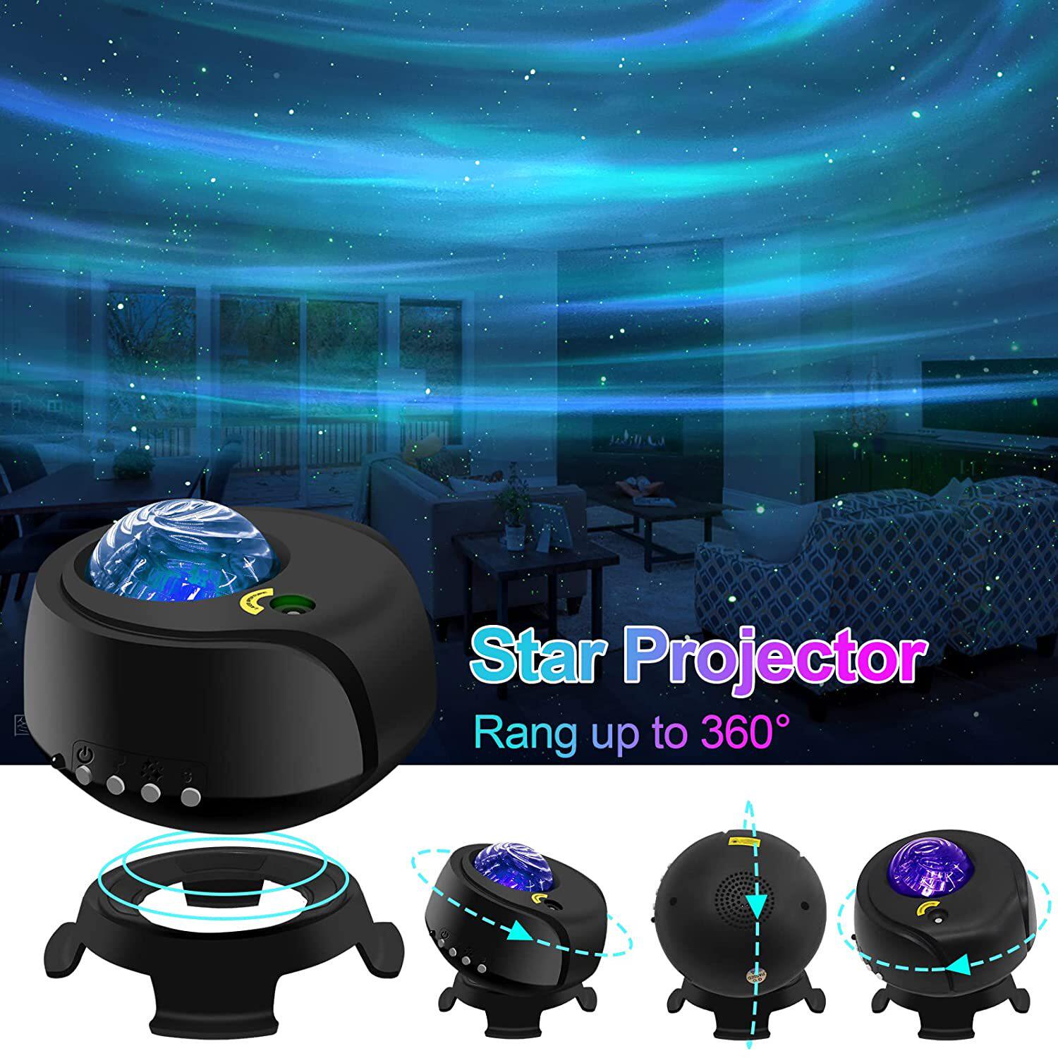 USB Music Bluetooth Led Northern Lights Galaxy Starry Sky Lamp Projector Lamp Water Pattern Laser Atmosphere Night Light