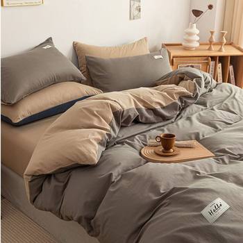 2025 New Four-piece Cotton Bed Linen Quilt Cover Instagram Simple Bed Cover Bedding Three-piece Set 4