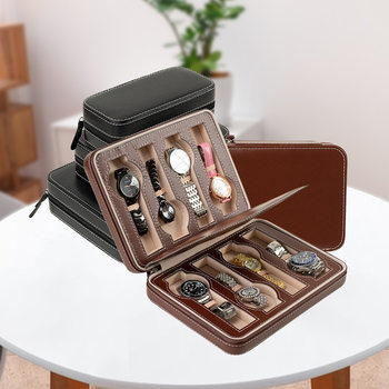 Watch Box 2-Slot 4-Slot 8-Slot Zipper Watch Pouch Pu Leather Travel Watch Jewelry Storage Box Wristwatch Packaging Box