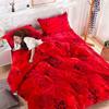 Warm Four-Piece Set, Thickeneded Flannel Quilt Cover, Bed Sheets, Pillowcases, Double-Sided Plush Quilt Cover, Coral Velvet Three-Piece Set Factory