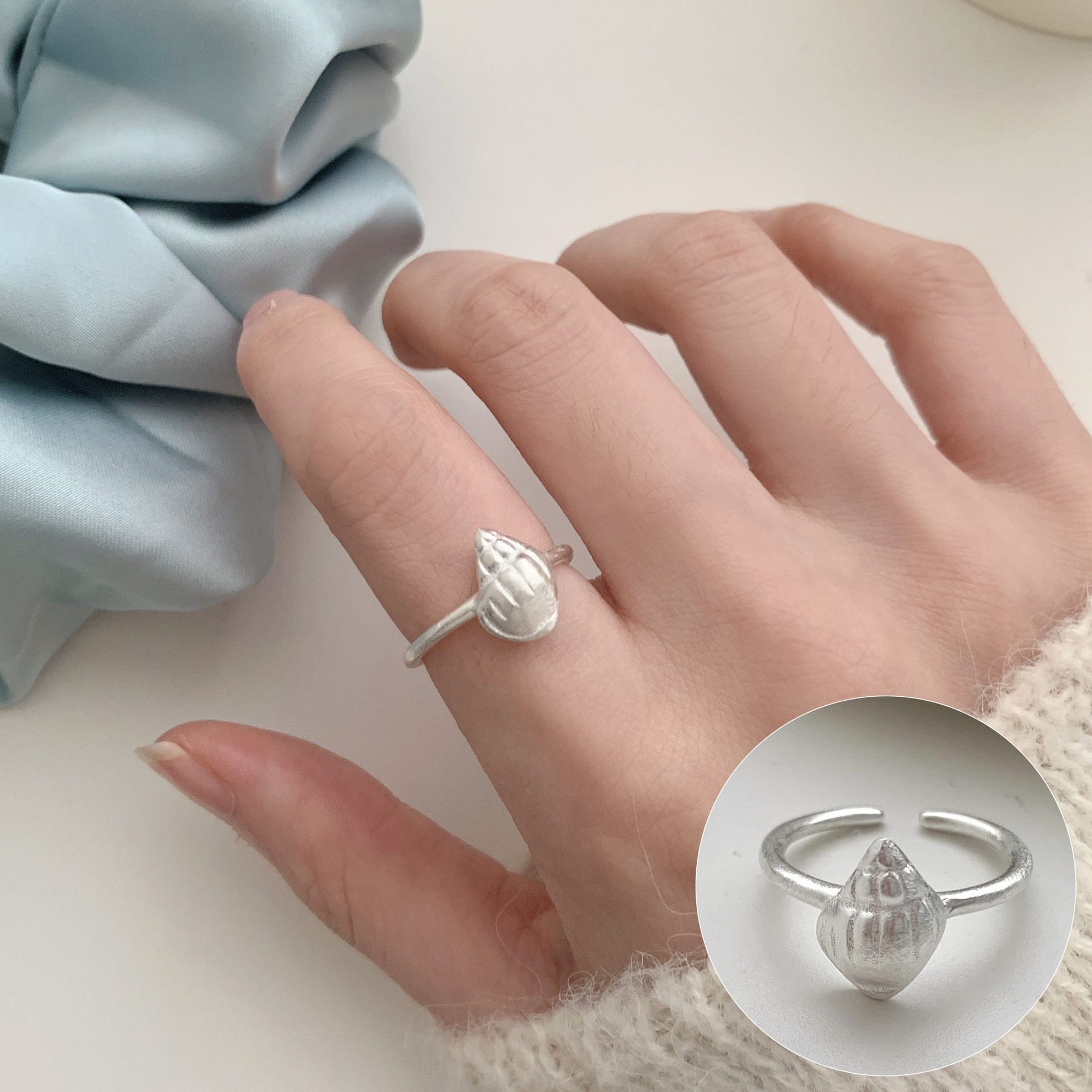 简约几何线条螺旋戒指女时尚设计感冷淡风开口指环旋涡环形食指戒